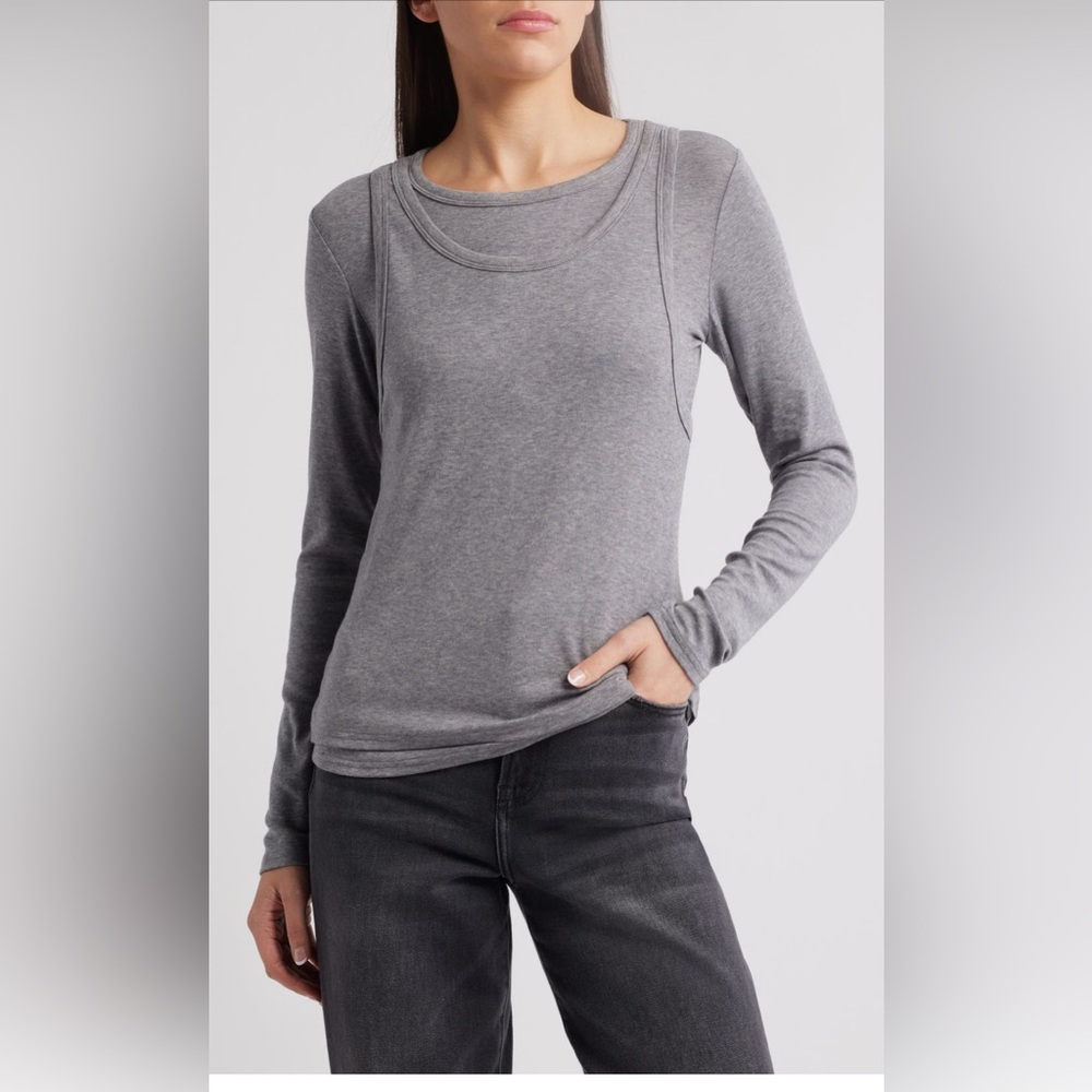 Pixie Market GREY DOUBLE LAYERED TANK TOP NWT Large And medium